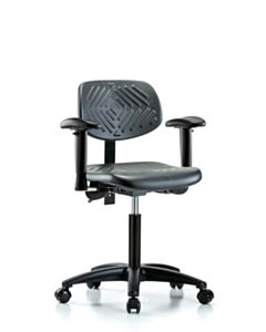 Neta ECOM Polyurethane Medium Bench Height Chair - Nylon Base Arms Casters