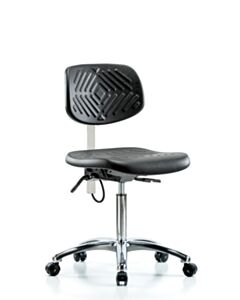 Neta ECOM Esd Polyurethane Medium Bench Height Chair - Chrome Base Tilt