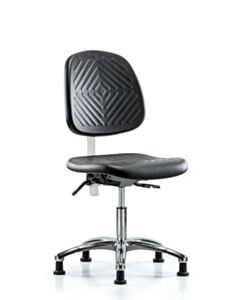 Neta ECOM Clean Room Polyurethane Desk Height Chair - Medium Back Chrome