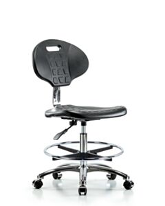 Neta ECOM Clean Room Tulip Polyurethane Medium Bench Height Chair - Chrome