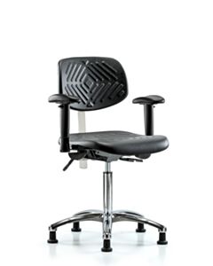 Neta ECOM Clean Room Polyurethane Medium Bench Height Chair - Chrome Base