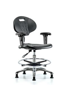 Neta ECOM Clean Room Tulip Polyurethane Medium Bench Height Chair - Chrome