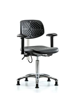 Neta ECOM Esd Polyurethane Medium Bench Height Chair - Chrome Base Arms