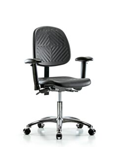 Neta ECOM Polyurethane Desk Height Chair - Chrome Base Tilt Arms Chrome