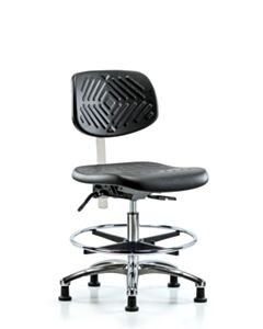Neta ECOM Clean Room Polyurethane Medium Bench Height Chair - Chrome Base