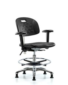Neta ECOM Clean Room Handle Polyurethane Medium Bench Height Chair - Chrome