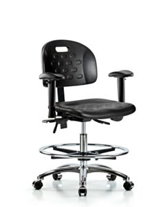 Neta ECOM Handle Polyurethane Medium Bench Height Chair - Chrome Base Arms