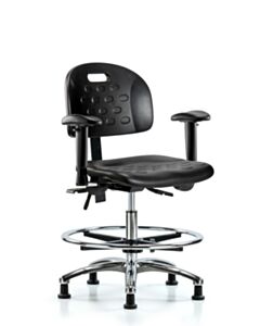 Neta ECOM Handle Polyurethane Medium Bench Height Chair - Chrome Base Arms