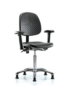 Neta ECOM Polyurethane Medium Bench Height Chair - Medium Back Chrome Base