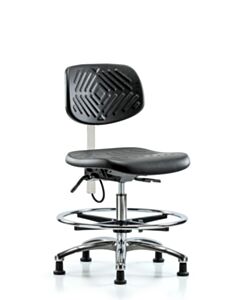 Neta ECOM Esd Polyurethane Medium Bench Height Chair - Chrome Base Chrome