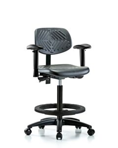 Neta ECOM Polyurethane High Bench Height Chair - Nylon Base Arms Black
