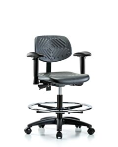 Neta ECOM Polyurethane Medium Bench Height Chair - Nylon Base Tilt Arms