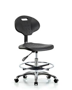 Neta ECOM Tulip Polyurethane Medium Bench Height Chair - Chrome Base Chrome