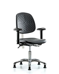 Neta ECOM Clean Room Polyurethane Desk Height Chair - Medium Back Chrome