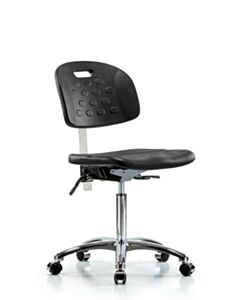 Neta ECOM Clean Room Handle Polyurethane Medium Bench Height Chair - Chrome