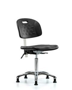 Neta ECOM Clean Room Handle Polyurethane Medium Bench Height Chair - Chrome