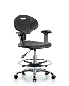 Neta ECOM Tulip Polyurethane Medium Bench Height Chair - Chrome Base Arms