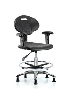 Neta ECOM Tulip Polyurethane Medium Bench Height Chair - Chrome Base Arms