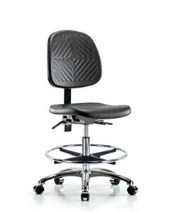 Neta ECOM Polyurethane Medium Bench Height Chair - Medium Back Chrome Base