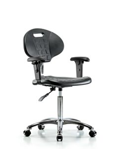 Neta ECOM Clean Room Tulip Polyurethane Medium Bench Height Chair - Chrome