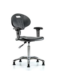 Neta ECOM Clean Room Tulip Polyurethane Medium Bench Height Chair - Chrome