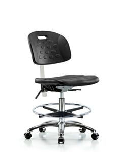 Neta ECOM Clean Room Handle Polyurethane Medium Bench Height Chair - Chrome