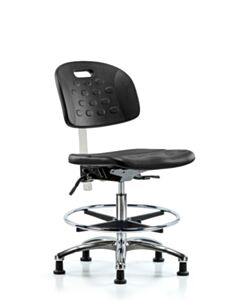 Neta ECOM Clean Room Handle Polyurethane Medium Bench Height Chair - Chrome