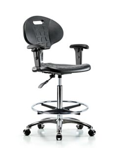 Neta ECOM Clean Room Tulip Polyurethane High Bench Height Chair - Chrome