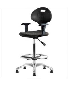 Neta ECOM Clean Room Tulip Polyurethane High Bench Height Chair - Chrome