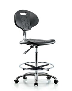Neta ECOM Clean Room Tulip Polyurethane High Bench Height Chair - Chrome