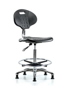 Neta ECOM Clean Room Tulip Polyurethane High Bench Height Chair - Chrome