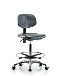 Neta ECOM Polyurethane High Bench Height Chair - Chrome Base Chrome Foot