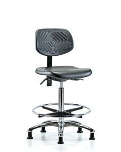 Neta ECOM Polyurethane High Bench Height Chair - Chrome Base Chrome Foot