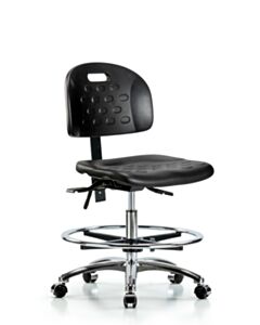 Neta ECOM Handle Polyurethane Medium Bench Height Chair - Chrome Base Chrome
