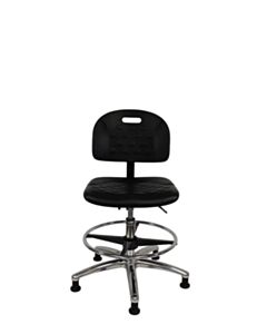 Neta ECOM Handle Polyurethane Medium Bench Height Chair - Chrome Base Chrome