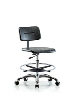 Neta ECOM Polyurethane Medium Bench Height Chair - Chrome Base Chrome Foot