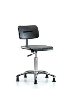 Neta ECOM Polyurethane Medium Bench Height Chair - Chrome Base Chrome Foot