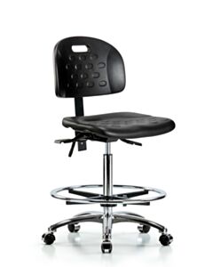 Neta ECOM Handle Polyurethane High Bench Height Chair - Chrome Base Chrome