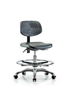 Neta ECOM Polyurethane Medium Bench Height Chair - Chrome Base Chrome Foot