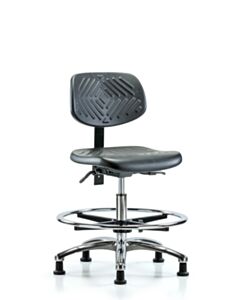 Neta ECOM Polyurethane Medium Bench Height Chair - Chrome Base Chrome Foot