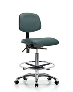 Neta ECOM Vinyl High Bench Height Chair - Chrome Base Chrome Foot