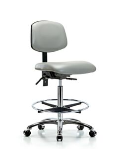 Neta ECOM Vinyl High Bench Height Chair - Chrome Base Chrome Foot