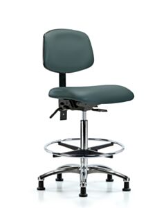 Neta ECOM Vinyl High Bench Height Chair - Chrome Base Chrome Foot