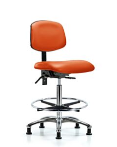 Neta ECOM Vinyl High Bench Height Chair - Chrome Base Chrome Foot