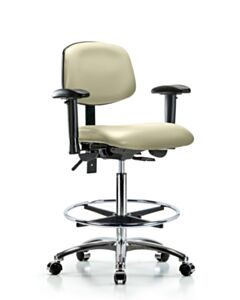 Neta ECOM Vinyl High Bench Height Chair - Chrome Base Arms Chrome