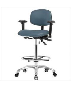 Neta ECOM Vinyl High Bench Height Chair - Chrome Base Arms Chrome