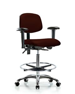 Neta ECOM Vinyl High Bench Height Chair - Chrome Base Arms Chrome