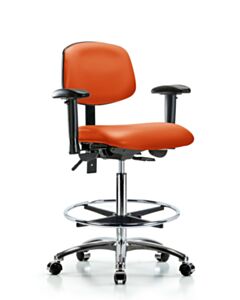 Neta ECOM Vinyl High Bench Height Chair - Chrome Base Arms Chrome
