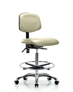 Neta ECOM Vinyl High Bench Height Chair - Chrome Base Tilt Chrome