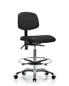 Neta ECOM Vinyl High Bench Height Chair - Chrome Base Tilt Chrome